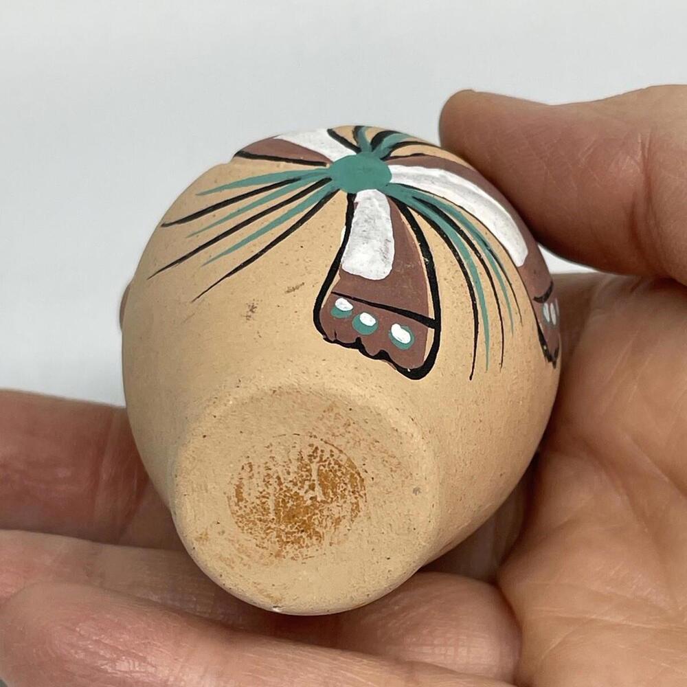 South American Hand Painted Terracotta Pottery Vase‎ Christmas Ornament 2.5" - Picture 8 of 8